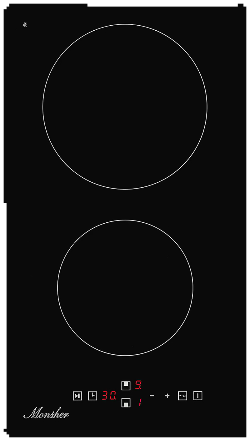 Изображение товара Электрическая варочная панель Monsher MHE 33 28.8 см 2 конфорки цвет черный