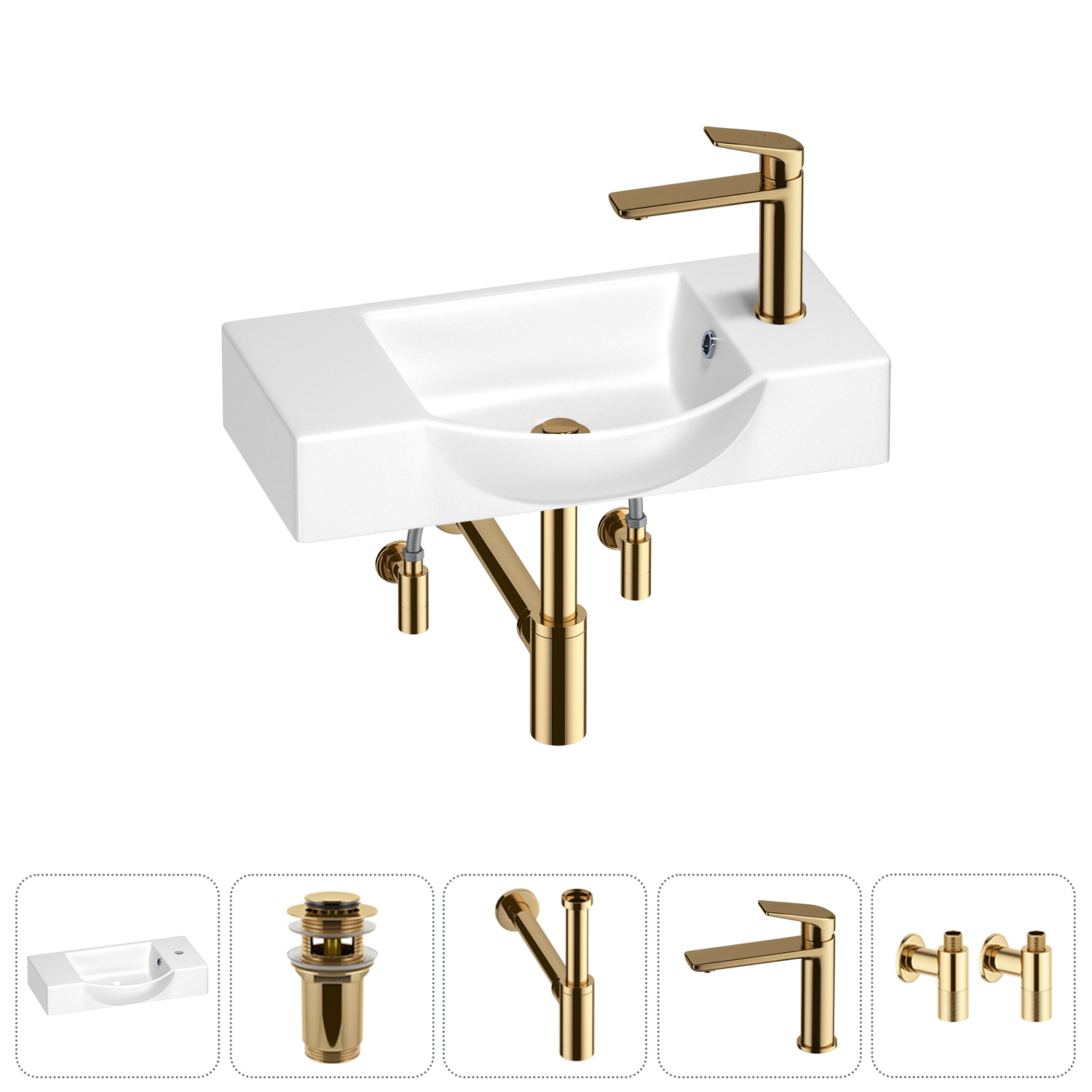 Изображение товара Раковина Wellsee wc area 202011867 55см цвет золото (комплектующие)