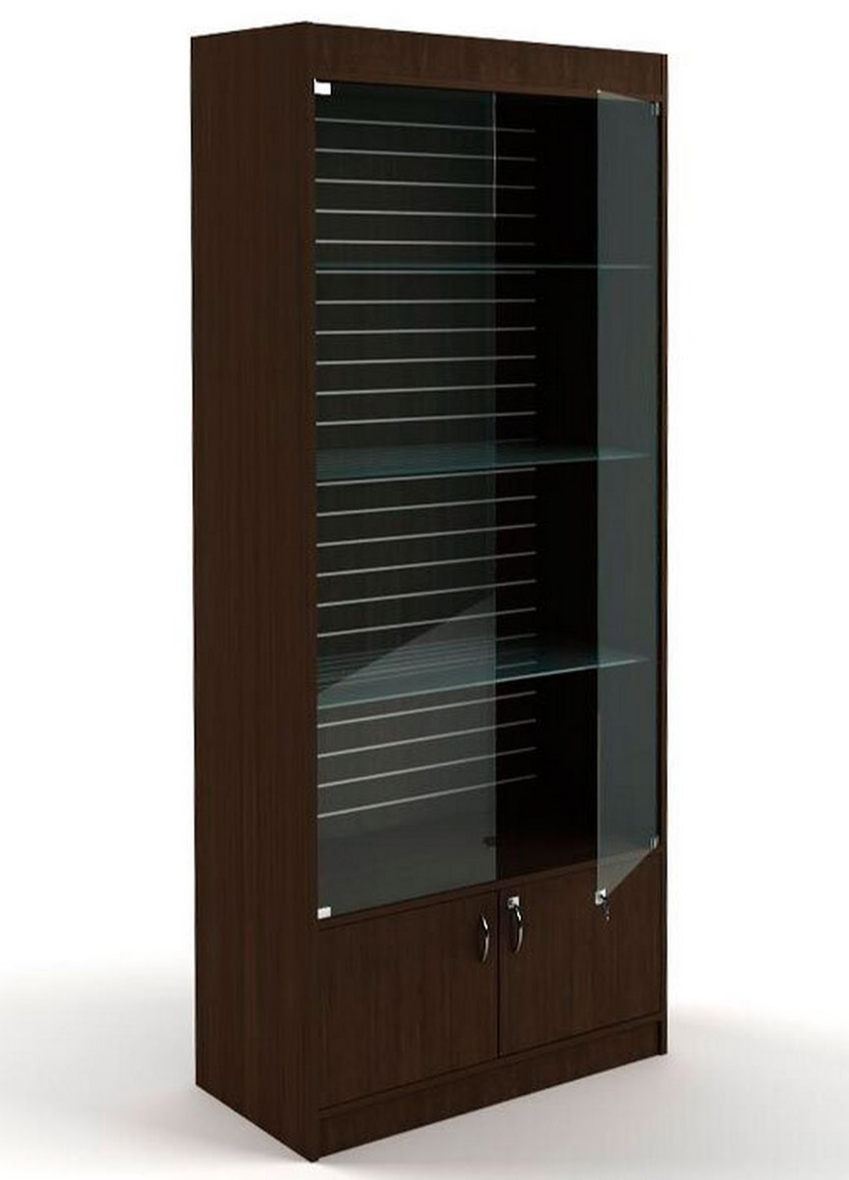 Изображение товара Шкаф-витрина 85x200 см с накопителем Универсал №164-Э Венге Россия