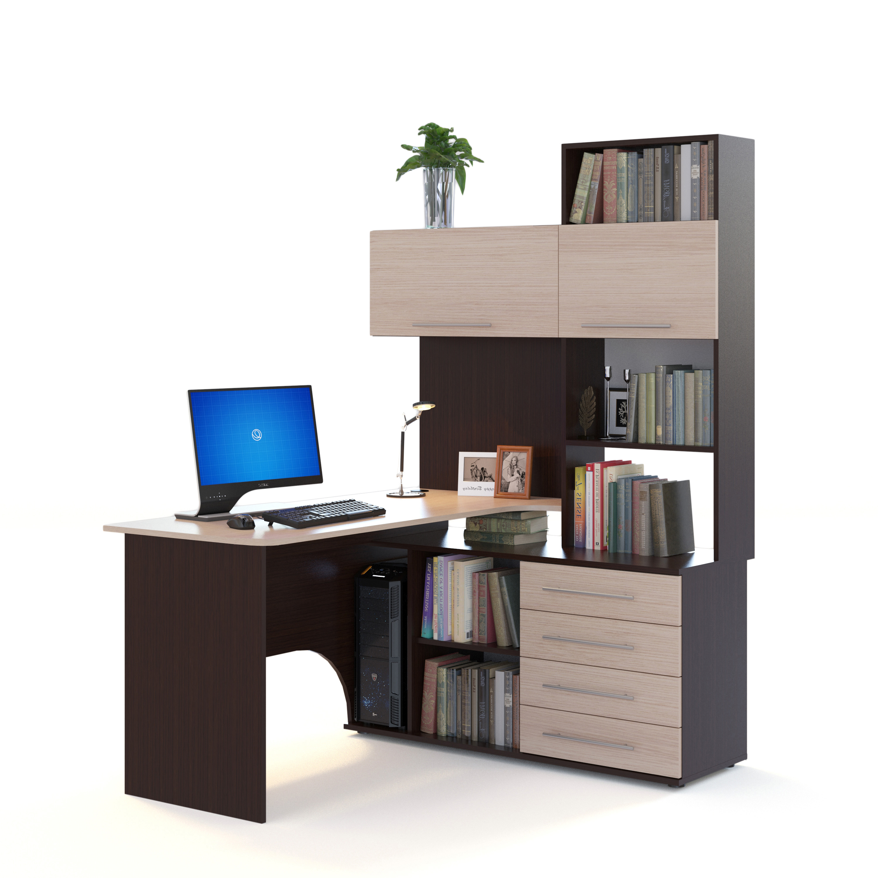 Изображение товара Письменный стол Сокол-т КСТ-14.1П 135x182.8x123.5 см ЛДСП цвет венге