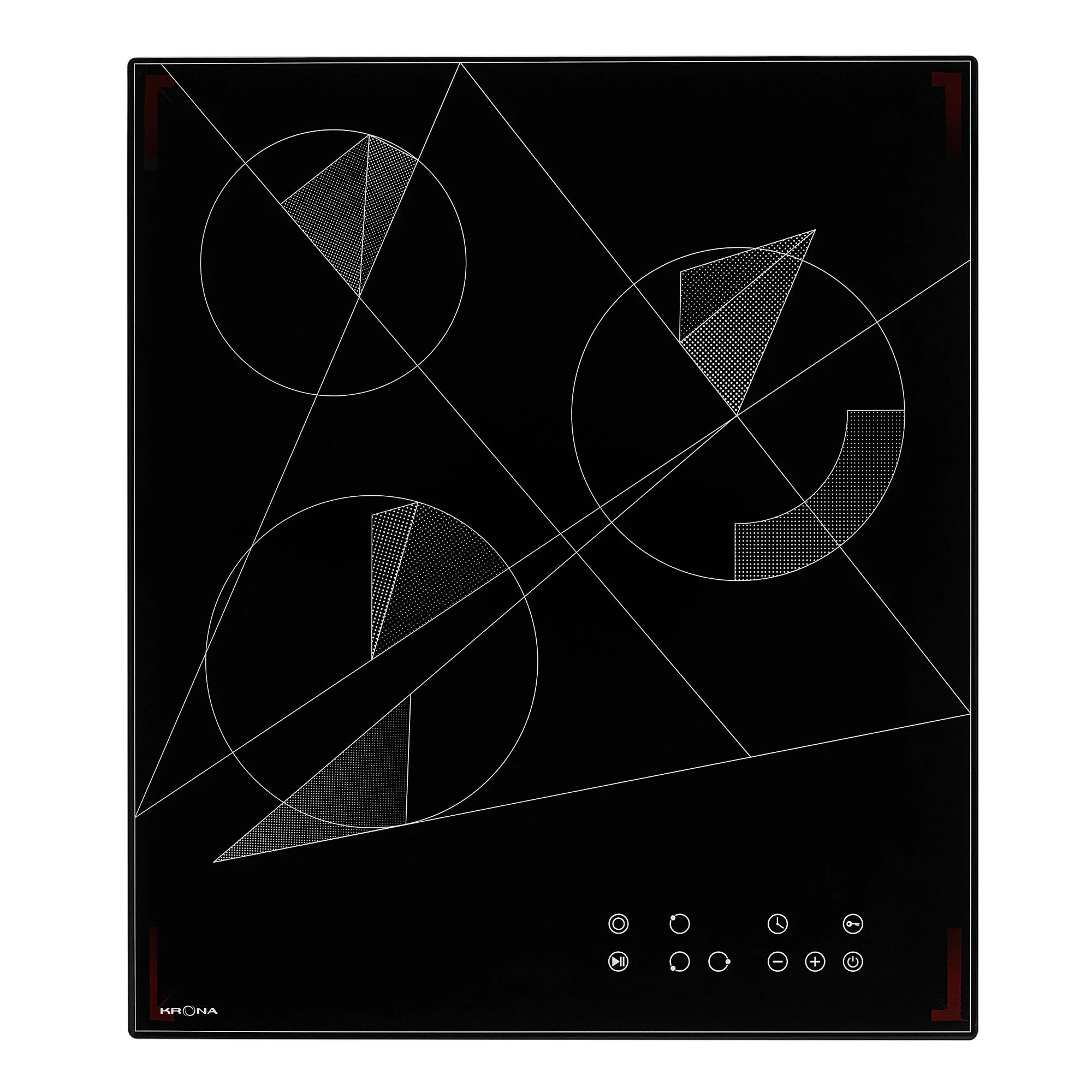 Изображение товара Электрическая варочная панель Krona FIDATO 45 BL 3 конфорки черная стеклокерамика