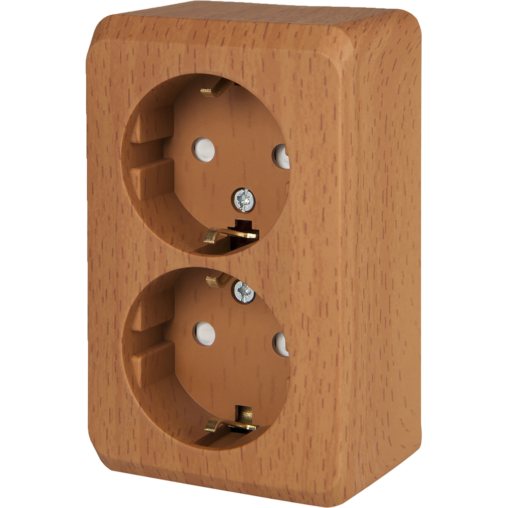 Изображение товара Электрическая розетка двойная Systeme Electric Этюд с заземлением PA16-008T