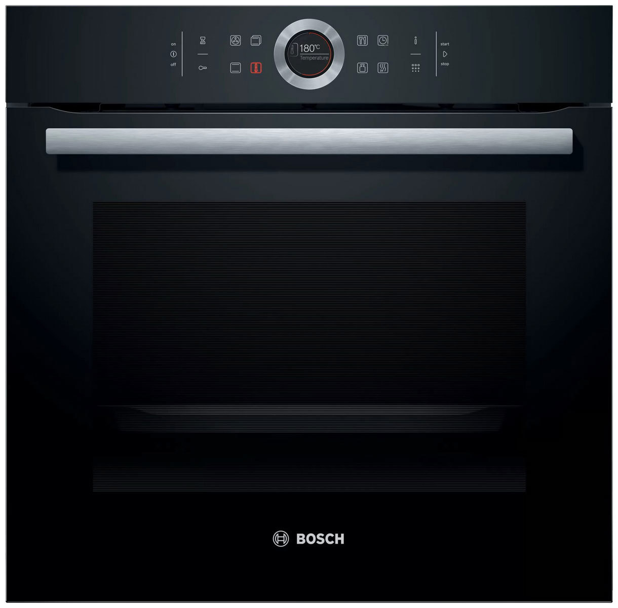 Изображение товара Встраиваемый духовой шкаф Bosch HBG675BB1 71л черный с пиролизом и сенсорным управлением