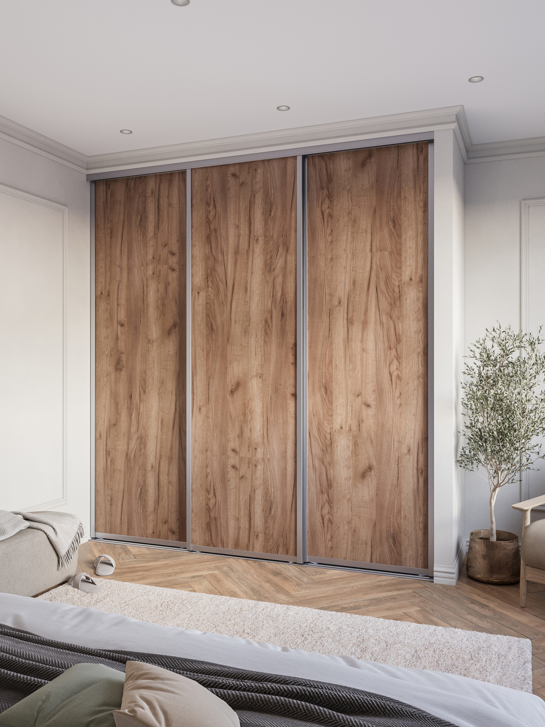 Изображение товара Дверь-купе DKP75/245.K004 75x245.5 см ЛДСП дуб коричневый табак алюминий