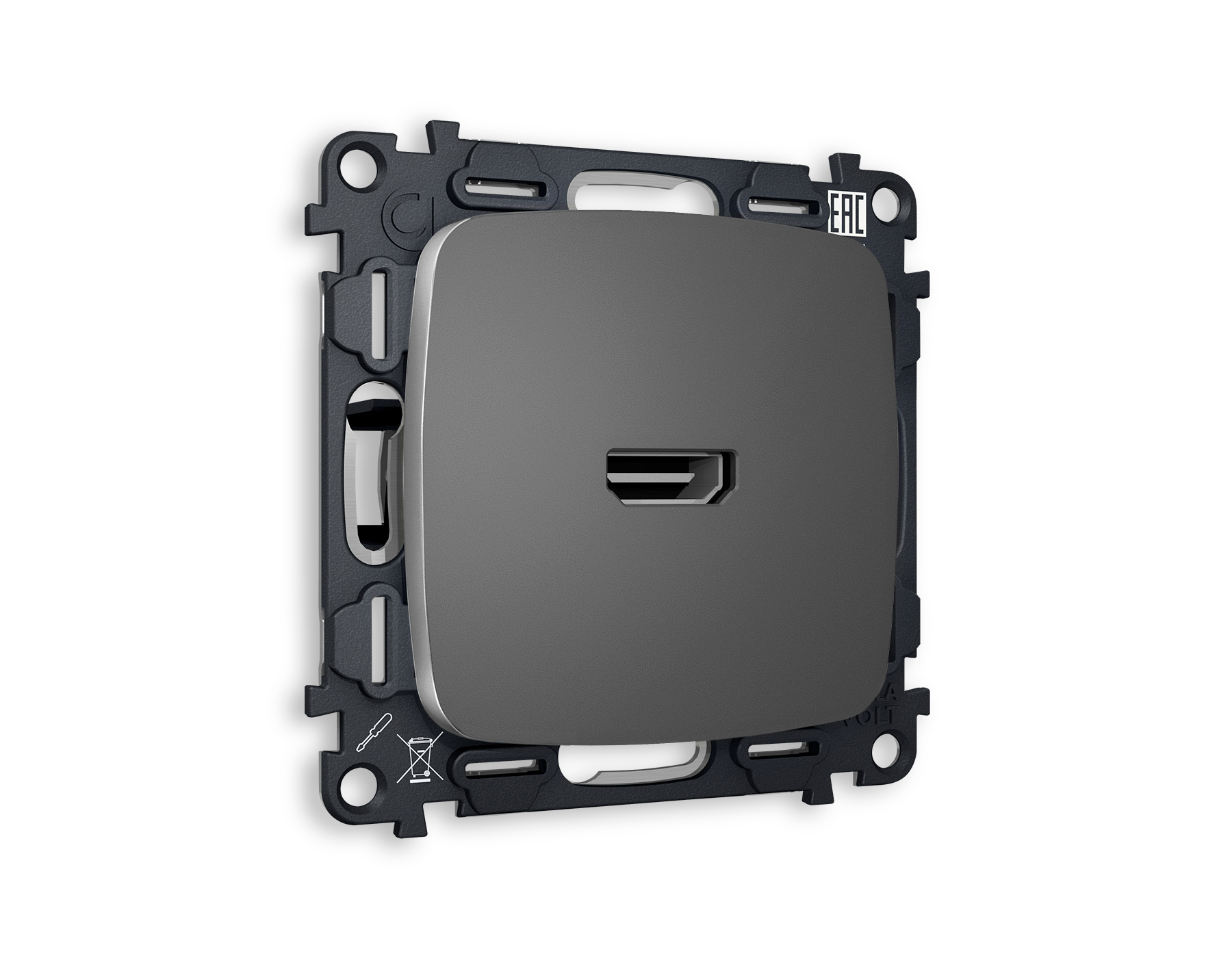 Изображение товара Ambrella volt Omega MO664010 розетка HDMI 2 0 встраиваемая антрацит серый с заземлением