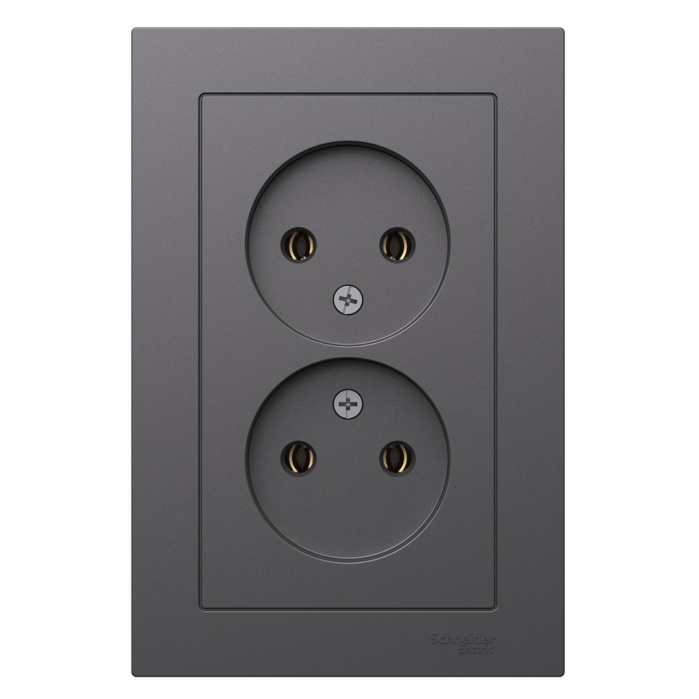 Изображение товара Двойная встраиваемая розетка Systeme Electric AtlasDesign базальт 16А Изображение товара Двойная встраиваемая розетка Systeme Electric AtlasDesign базальт 16А