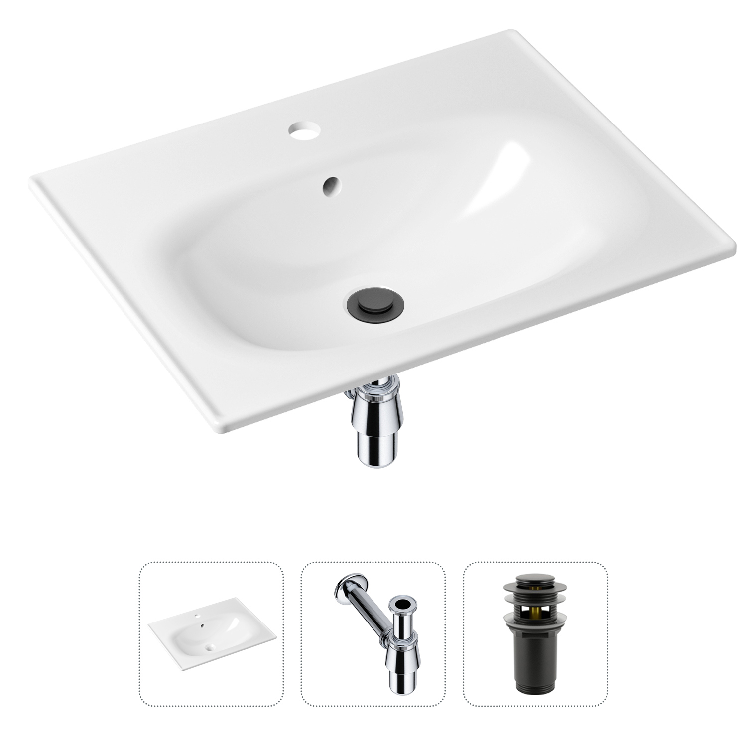 Изображение товара Раковина Lavinia boho bathroom sink 20217612R 60см белая с донным клапаном и сифоном
