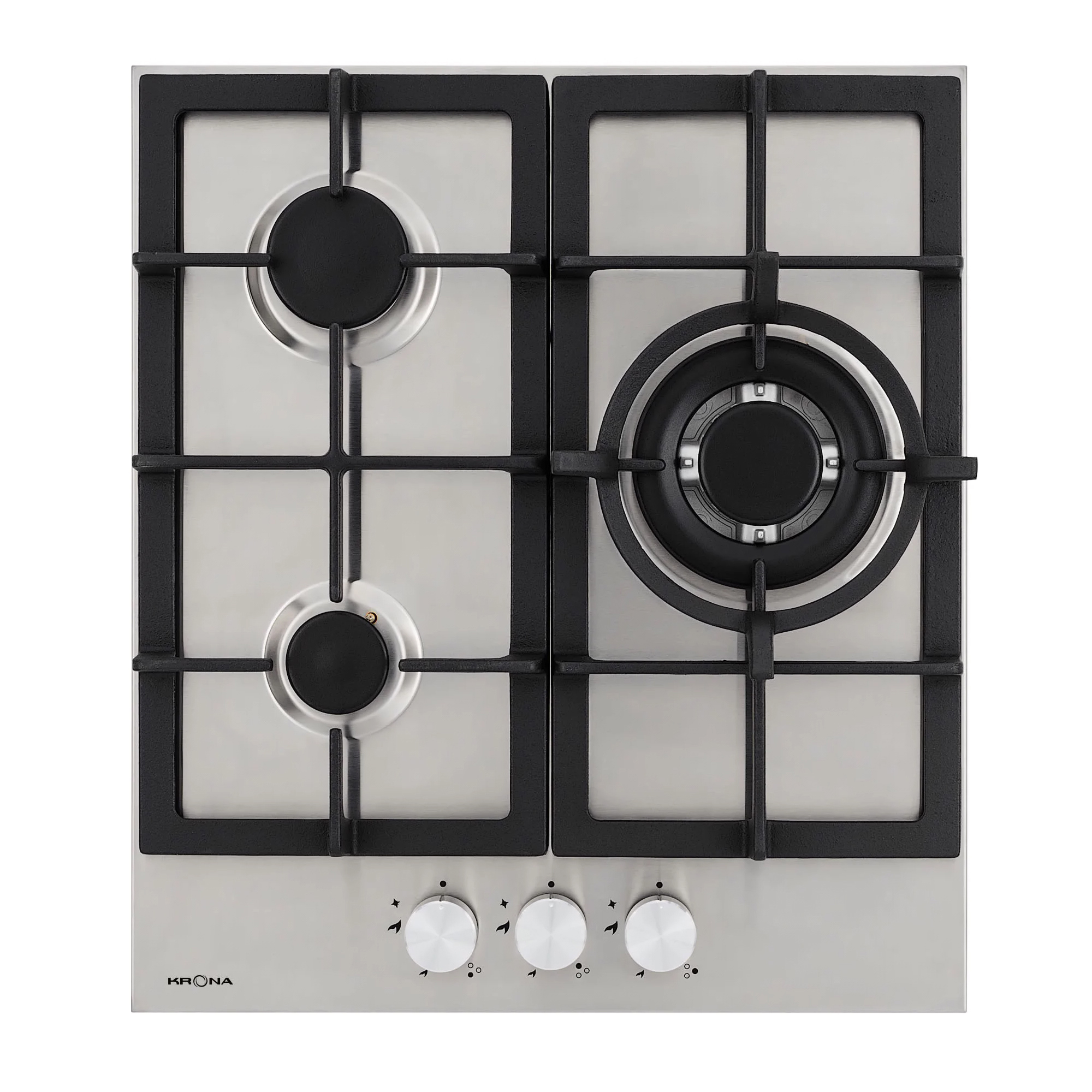 Изображение товара Газовая варочная панель Krona TORDO 45 IX с 3 конфорками нержавеющая сталь
