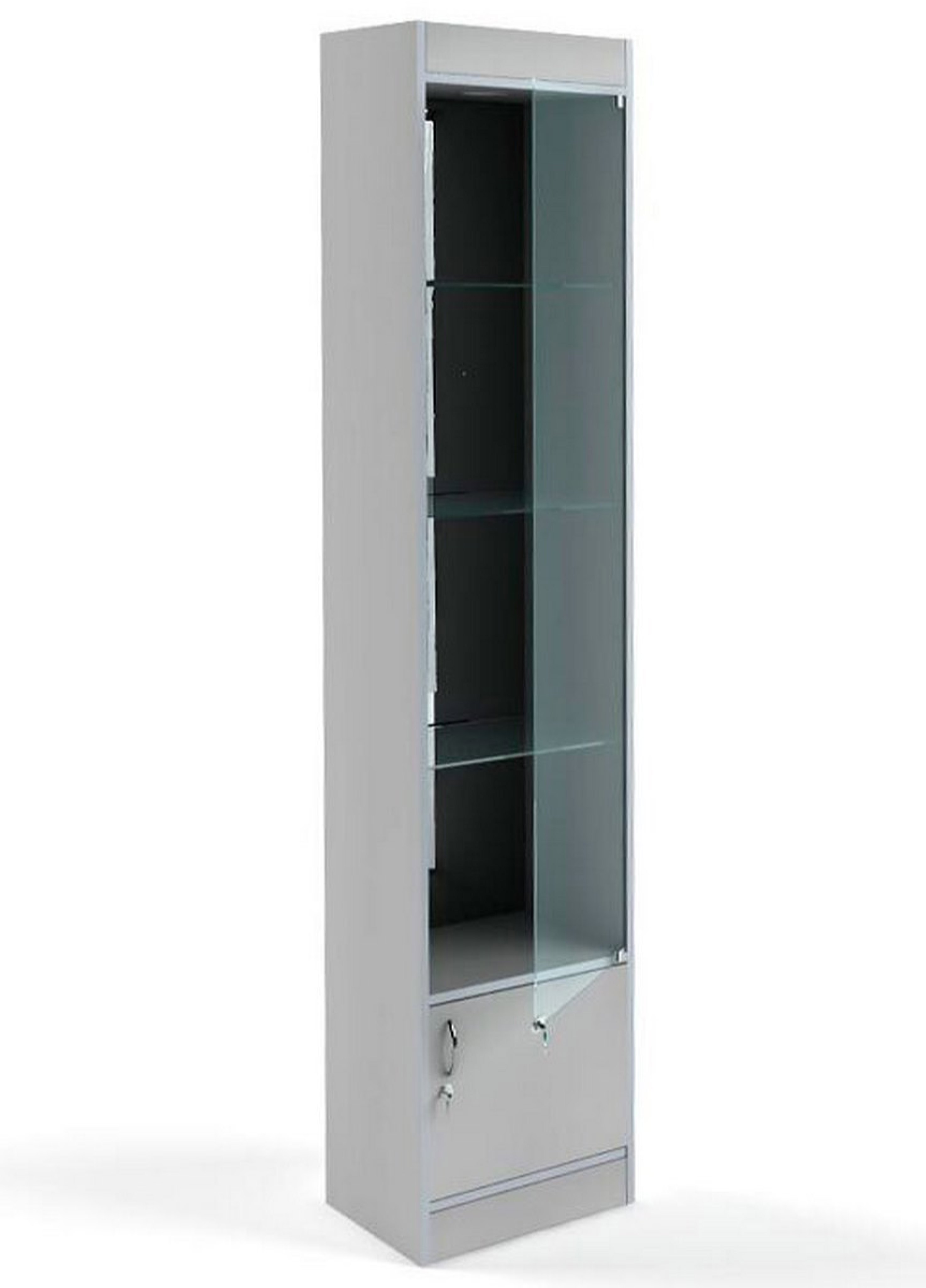 Изображение товара Шкаф-витрина 45x200 см Универсал №64-45-З серый для дома и бизнеса