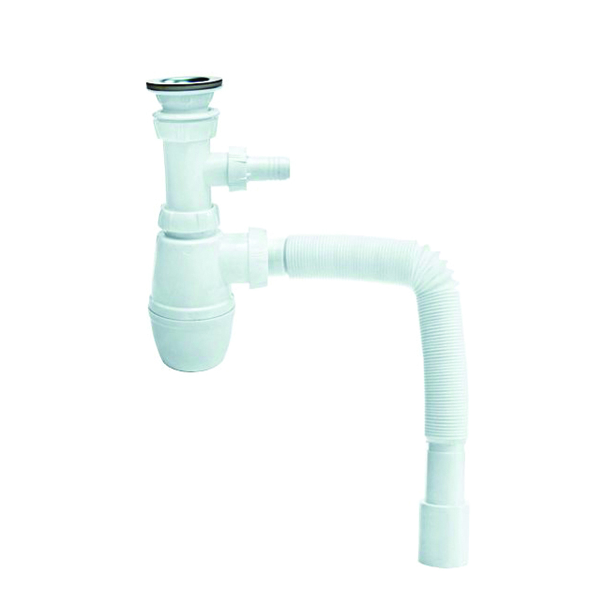 Изображение товара Сифон для раковины Virplast D40 мм белый бутылочный универсальный