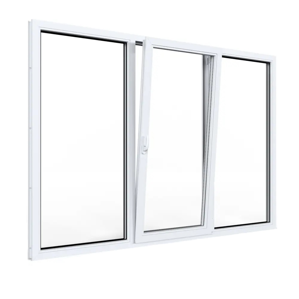 Изображение товара Пластиковое окно ПВХ Пластикoff трехстворчатое 900x2000мм (ВxШ) двухкамерный стеклопакет белый