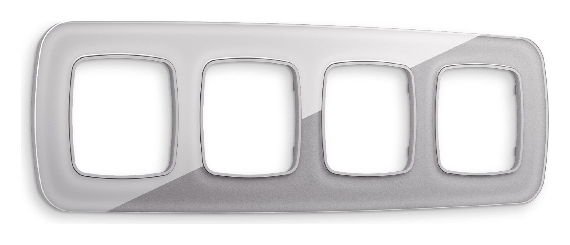 Изображение товара Рамка для розеток и выключателей Ambrella volt Omega Radian OF320504 4 поста цвет сталь