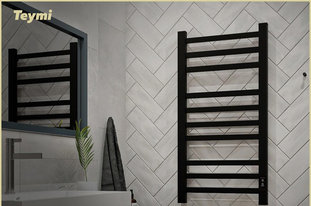 Изображение товара Полотенцесушитель электрический Teymi Modern П(3+4+3) 50x100 530x1000 мм 147 Вт с терморегулятором лесенка цвет черный матовый