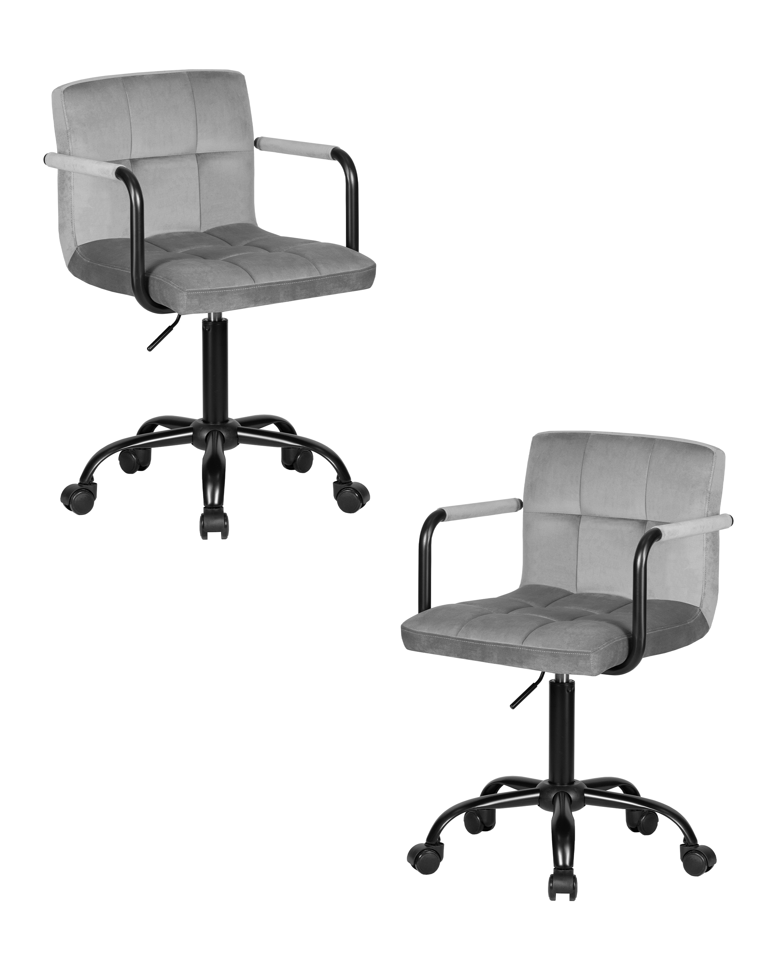 Изображение товара Комплект офисных кресел 2 шт Dobrin Terry Black 58x95x58 см велюр цвет серый