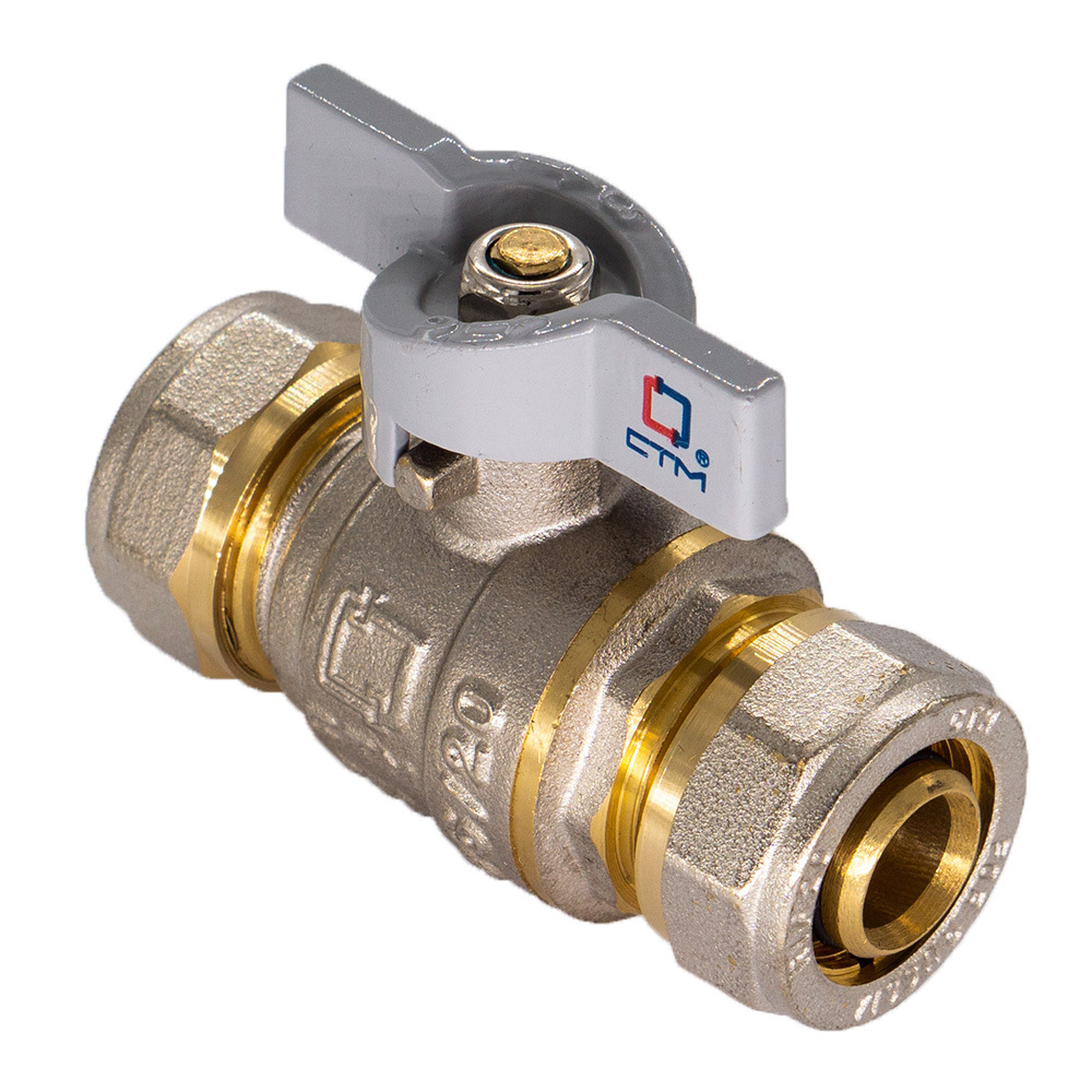 Изображение товара Кран шаровой СТМ 1/2" для воды латунь никелированная ремонтопригодный