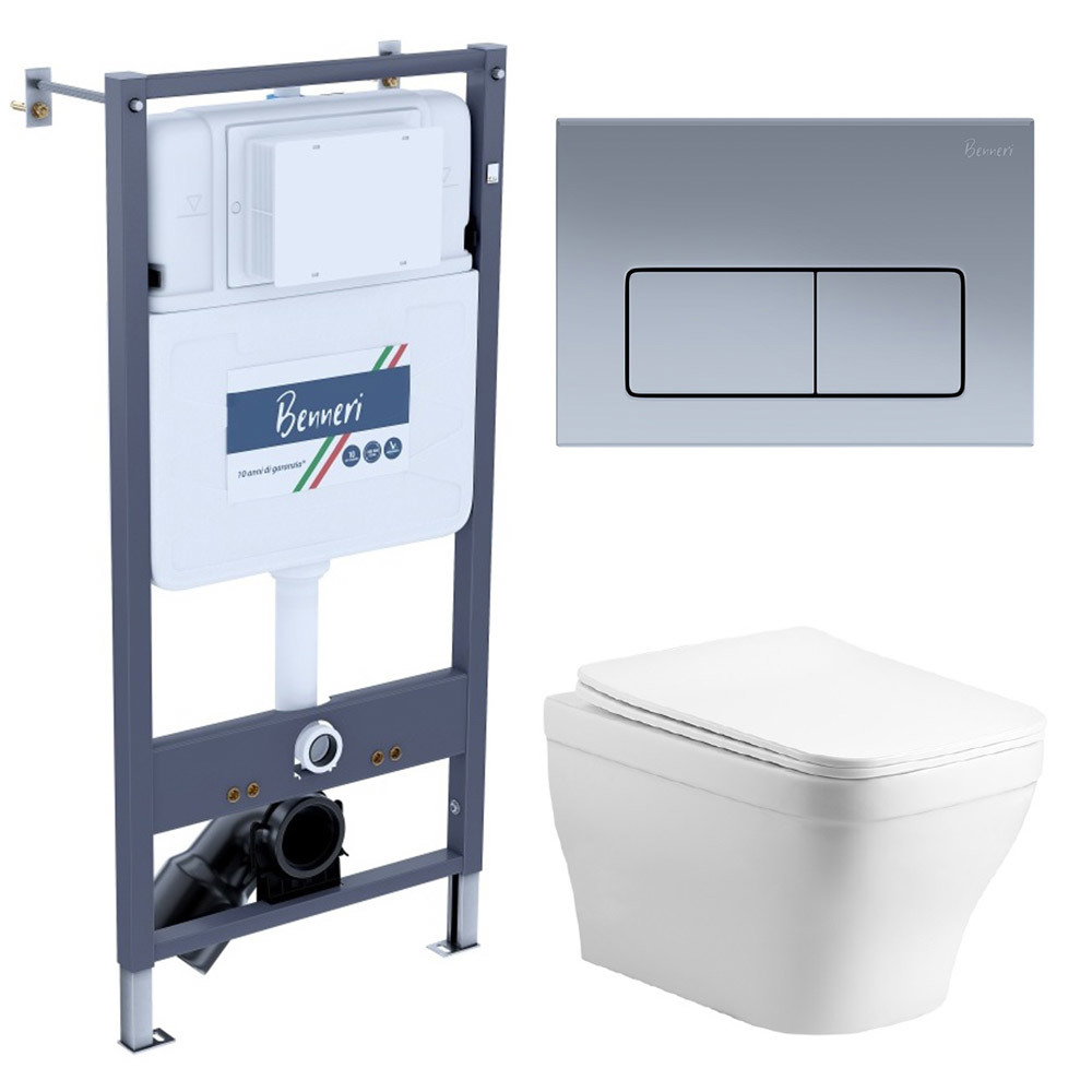 Изображение товара Комплект инсталляции с унитазом Benneri B4.53.015C.AQ1180 белый