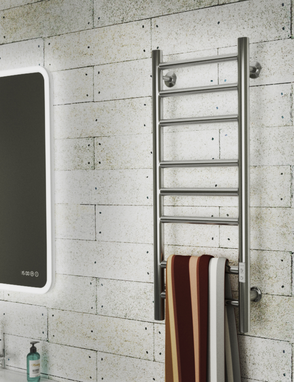 Изображение товара Электрический полотенцесушитель BAUEDGE В10 П8 300x800 мм 95 Вт с терморегулятором и таймером