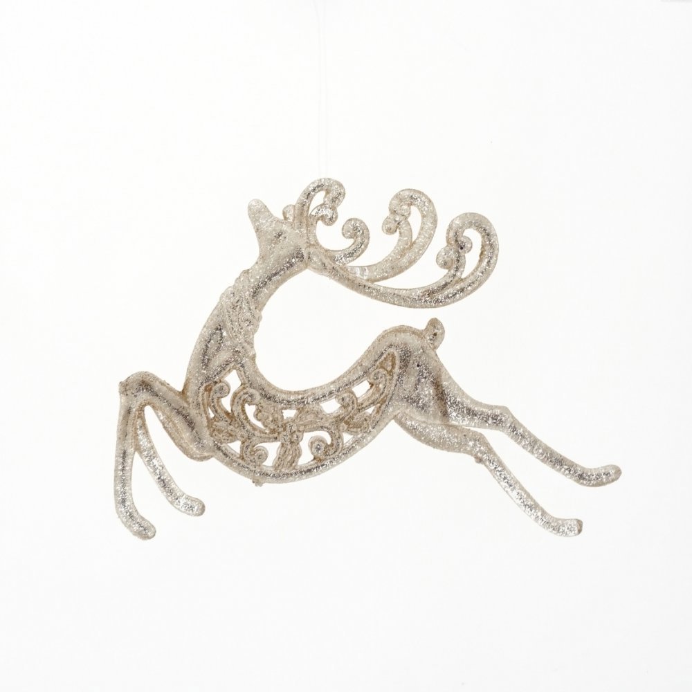 Изображение товара Елочная игрушка олень золотой с глиттером 10 см новогоднее украшение