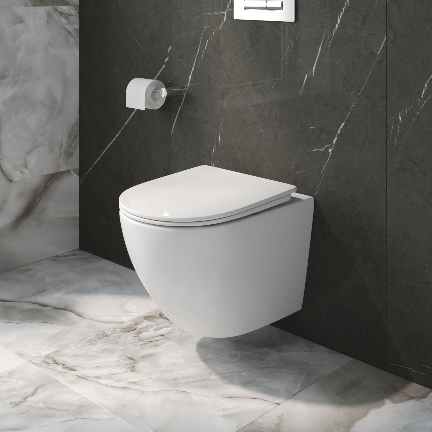 Изображение товара Подвесной унитаз безободковый BELBAGNO UNO BB5177CH-TOR/SC с сиденьем микролифт