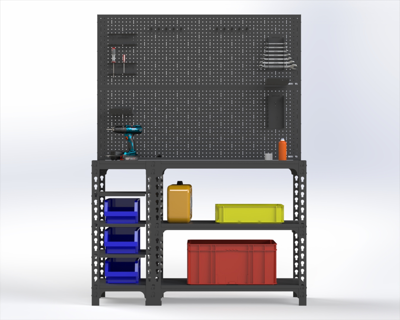Изображение товара Стол-верстак Metalex 111689 серый с аксессуарами 950x1100x500 мм