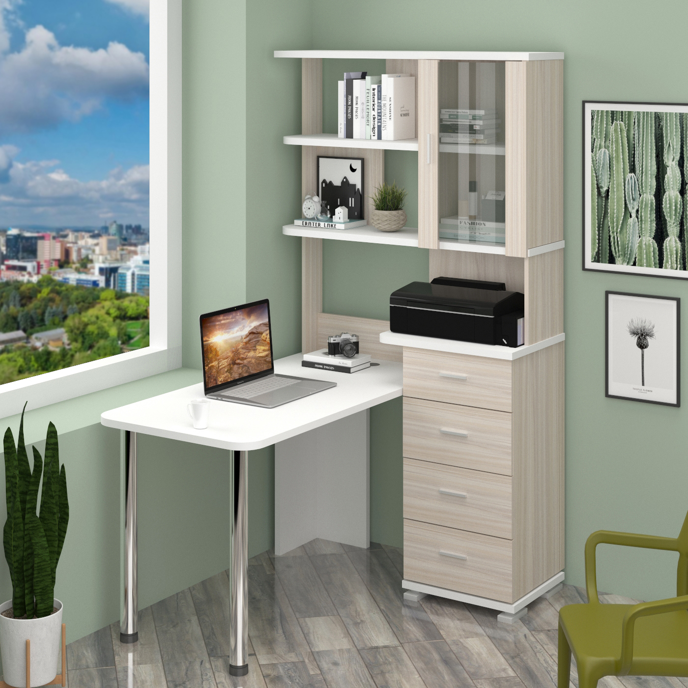 Изображение товара Стол Мэрдэс СР-220/130 КБЕ 110x193x130 см ЛДСП цвет белый/карамель