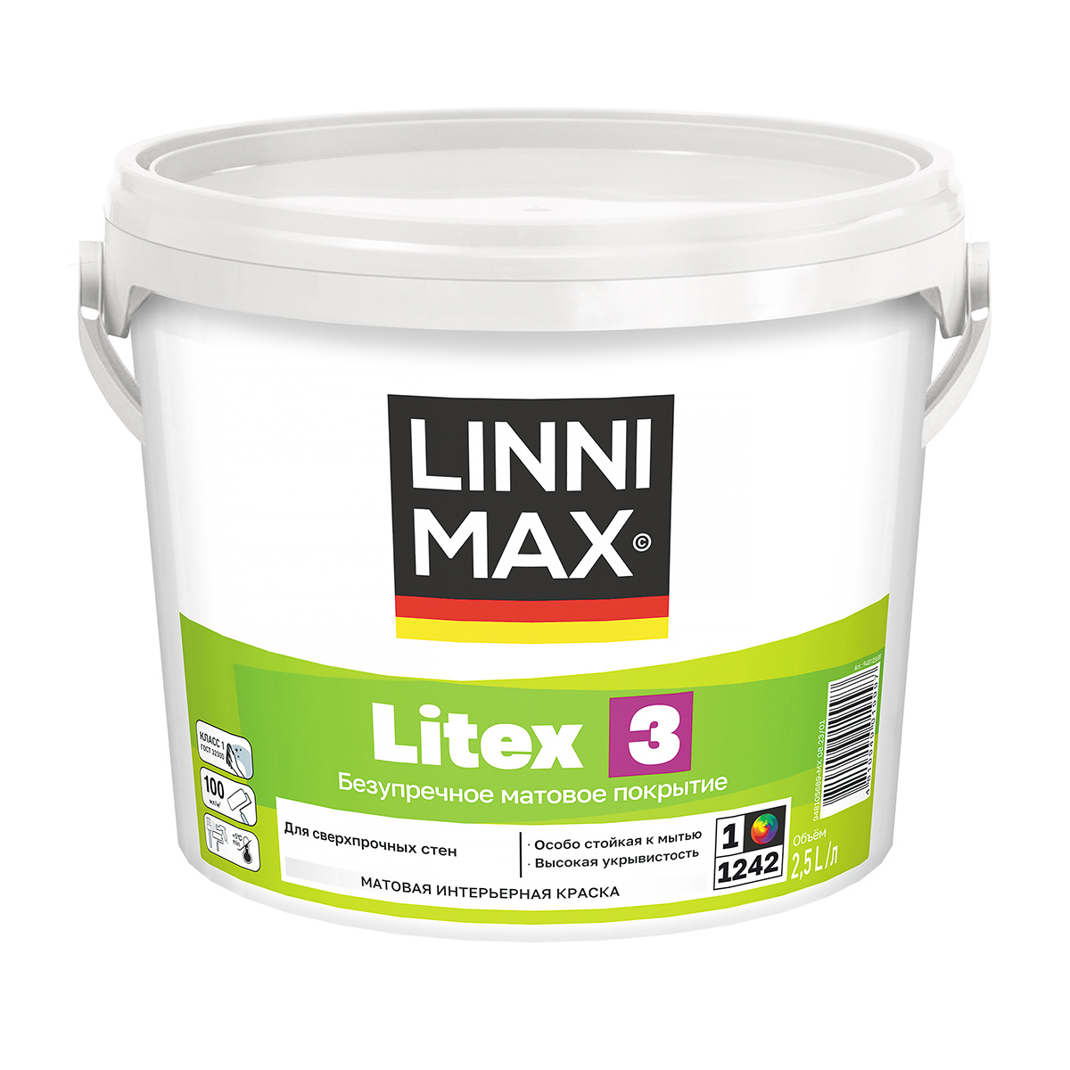 Изображение товара Краска интерьерная Linnimax Litex 3 база А белая 2.5 л