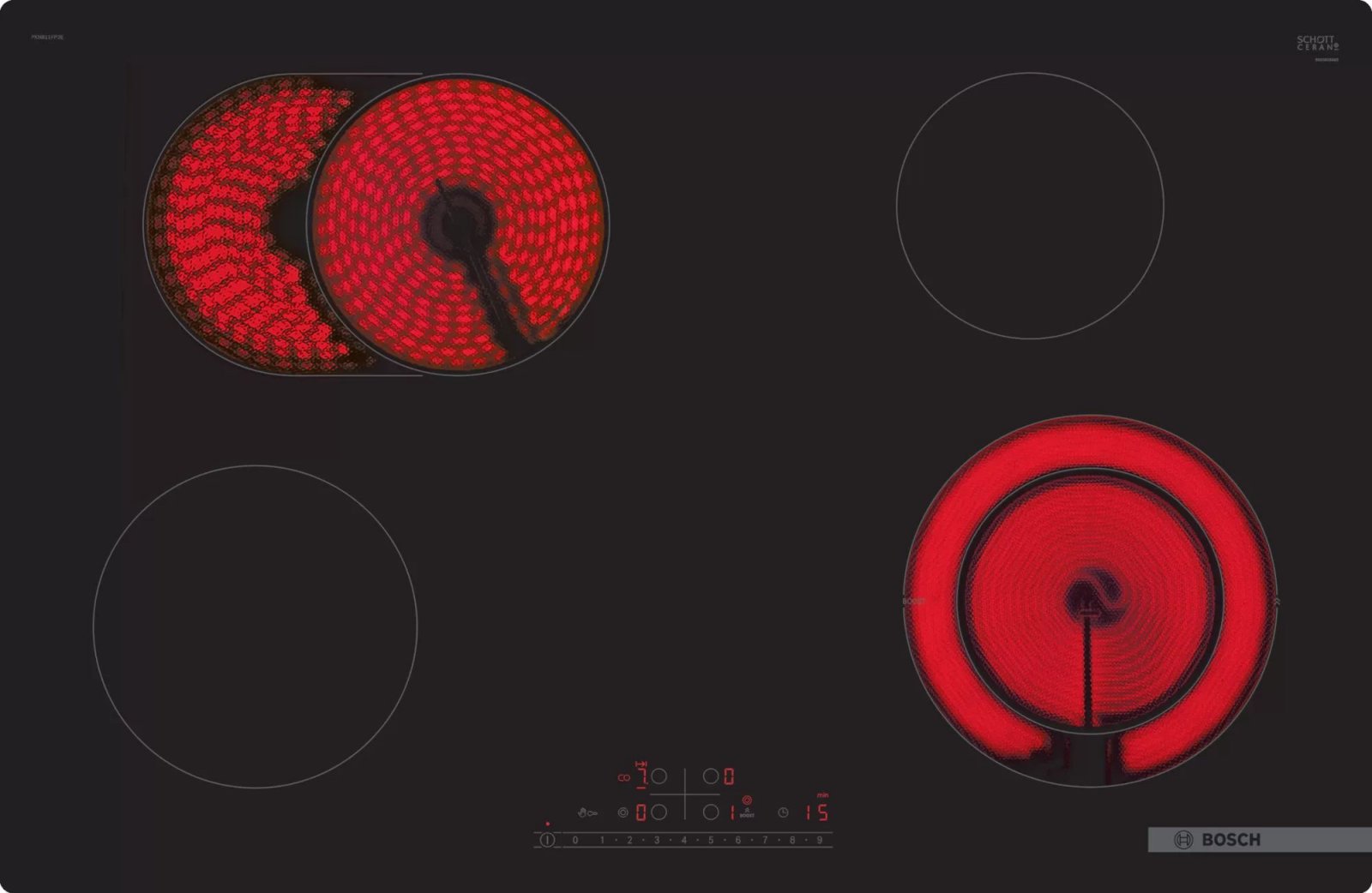 Изображение товара Электрическая варочная панель Bosch PKN811FP2E 80.2 см 4 конфорки цвет черный 655447