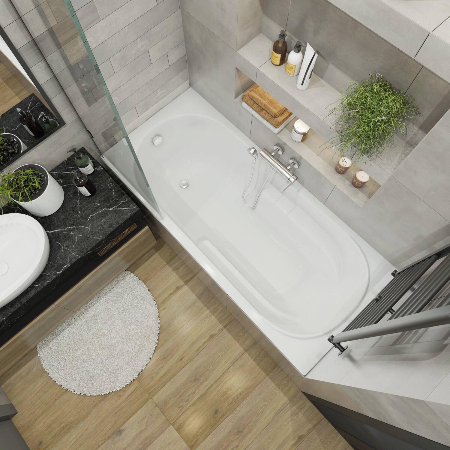 Изображение товара Прямоугольная ванна Lavinia Boho Bristol S2-35020050 литьевой акрил 150x75 см, с металлическим каркасом и лицевом экраном
