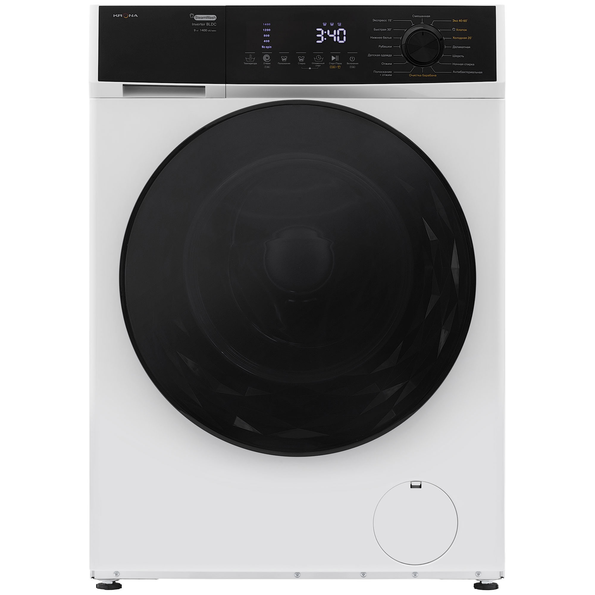 Изображение товара Стиральная машина Krona Rhene max white 1400 9k wm 59.8x84.5x60.8 см 9 кг цвет белый