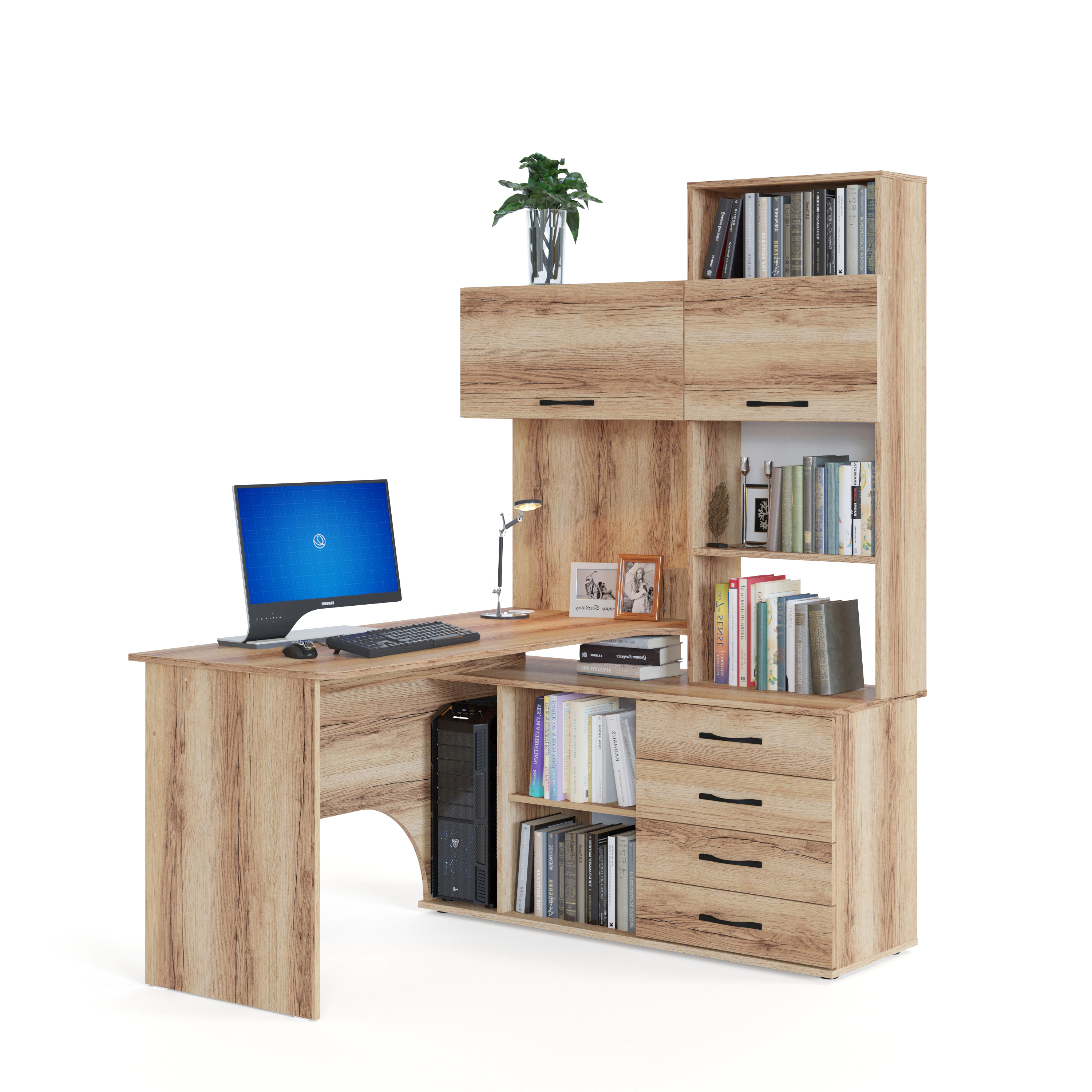 Изображение товара Письменный стол Сокол-т КСТ-14.1П 135x182.8x123.5 см ЛДСП цвет дуб делано