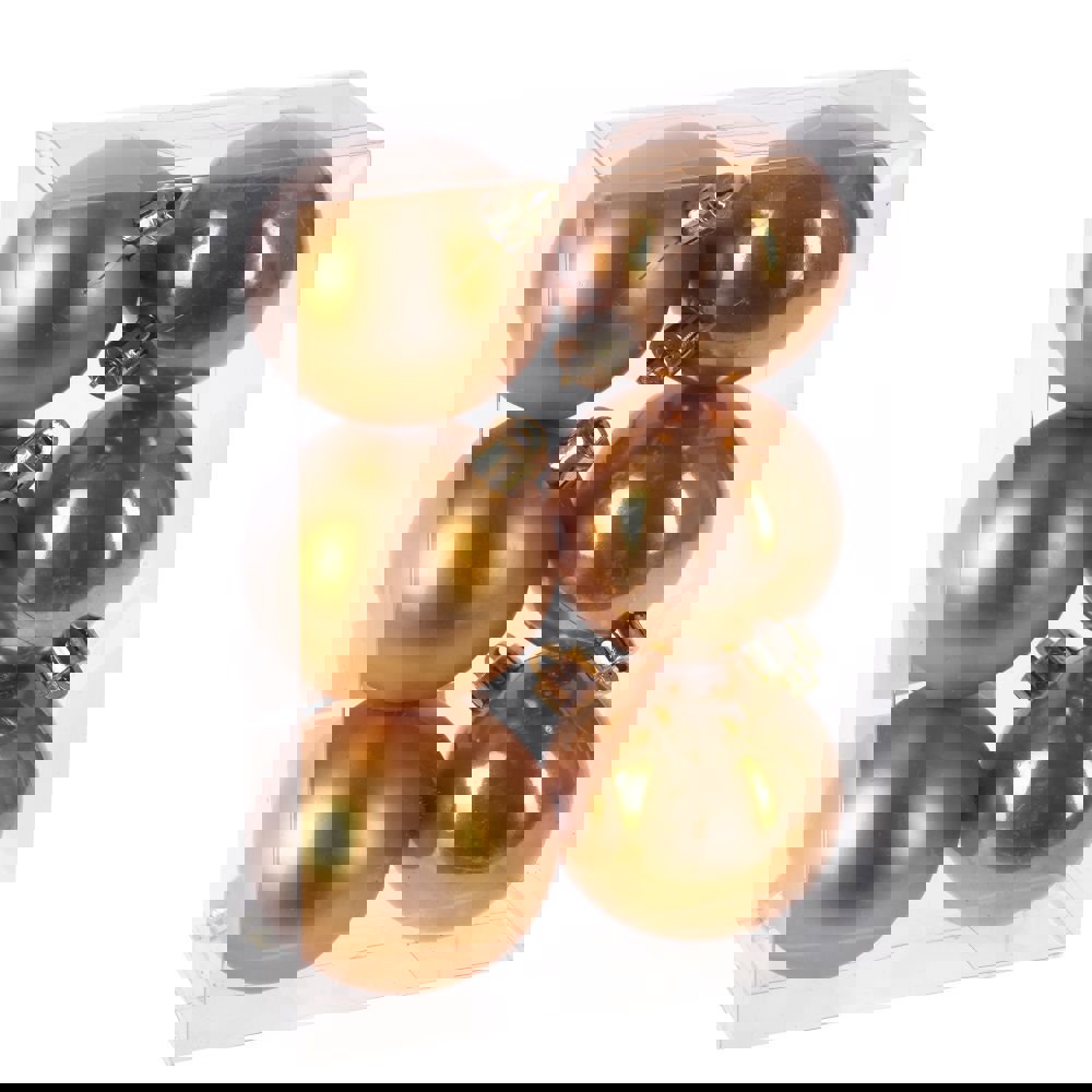 Изображение товара Набор елочных шаров No name 722901 Золотое руно 6 см пвх жёлтый / золотой 6 шт