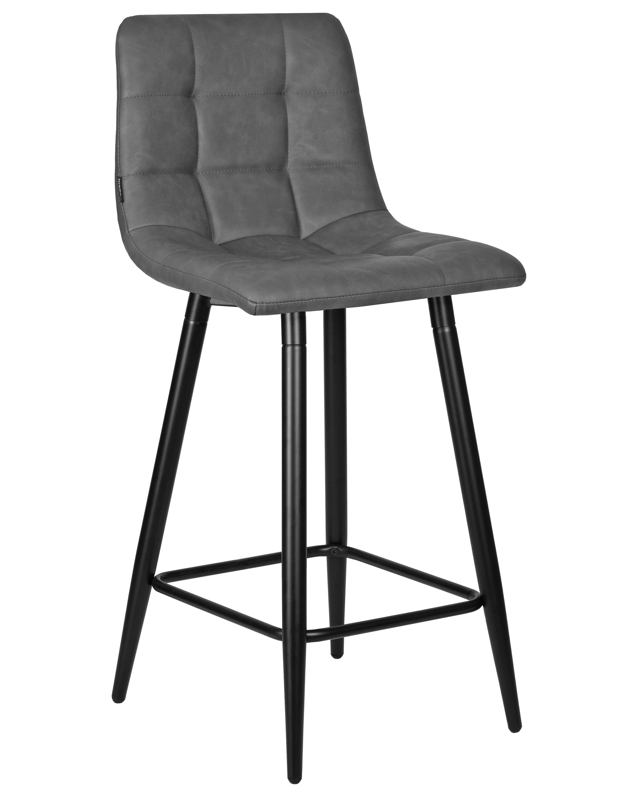 Изображение товара Стул полубарный DOBRIN OLIVIA из искусственной кожи черные ножки серый 94 см