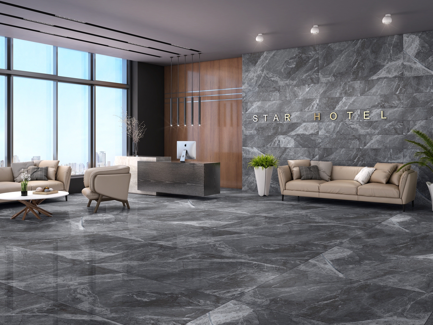 Изображение товара Керамогранит Kerald Leo Axix Grey Glossy 80x160 см мраморный глянцевый