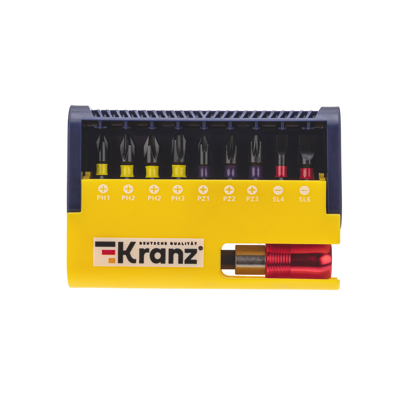 Изображение товара Набор бит Kranz KR-92-0466 10 шт для шуруповерта высокого качества