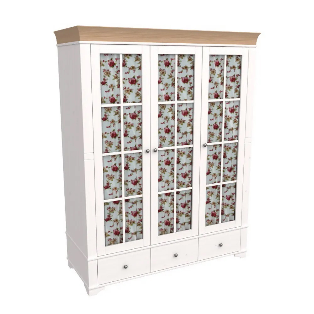 Изображение товара Шкаф распашной из массива сосны 160x205 см белый/антик