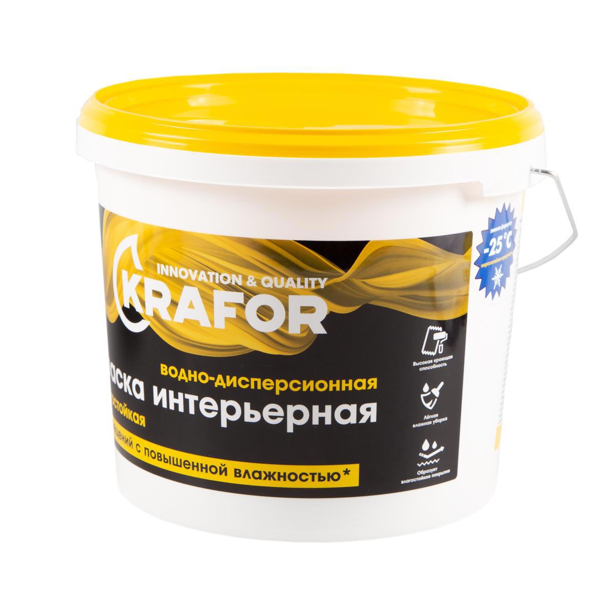 Изображение товара Краска латексная интерьерная влагостойкая KRAFOR 6.5 кг белая