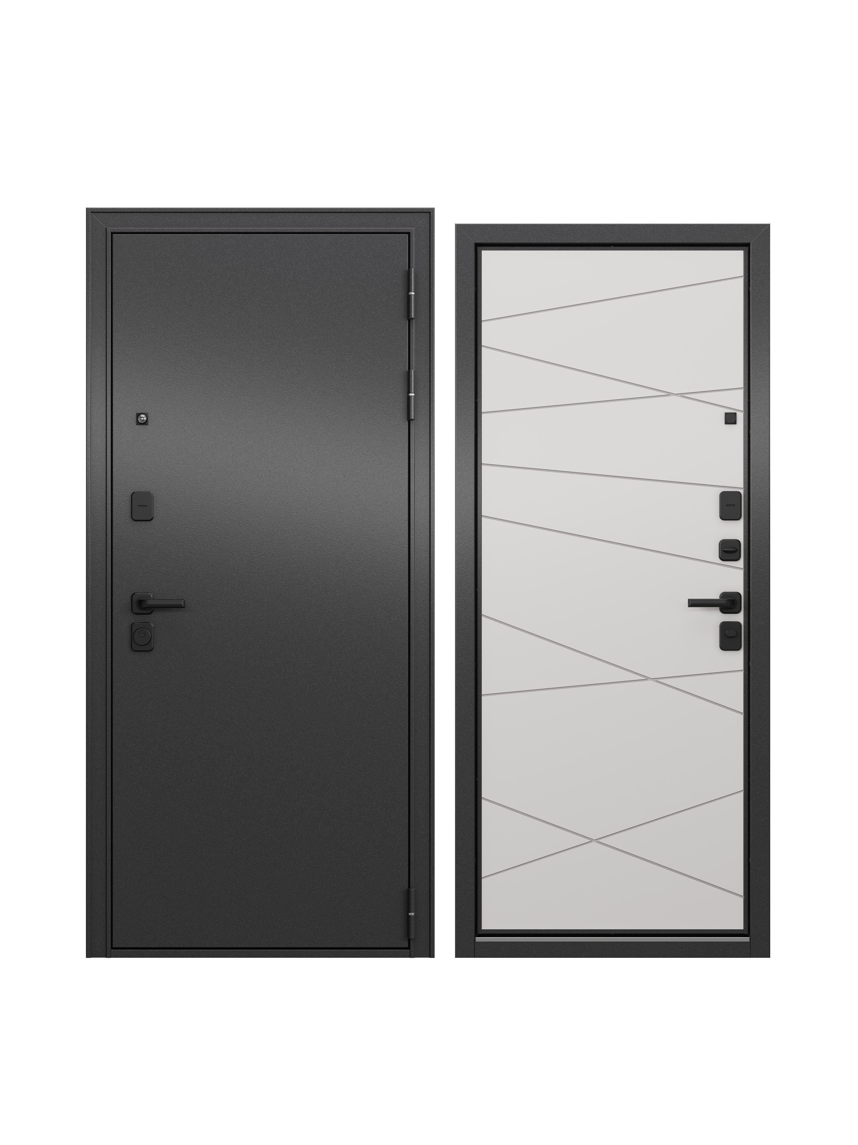 Изображение товара Входная дверь Unicorn Loft правый 205x96см цвет антрацит букле/эмаль молоко