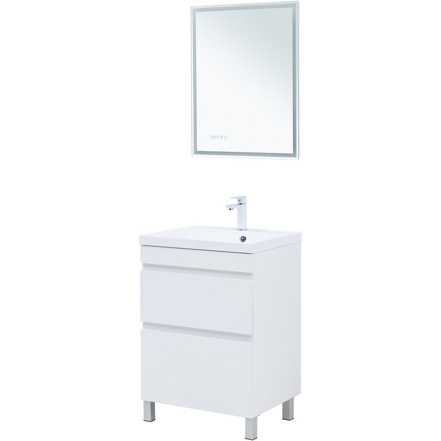 Изображение товара Тумба под раковину напольная Aquanet 00344141 57см цвет белый глянец