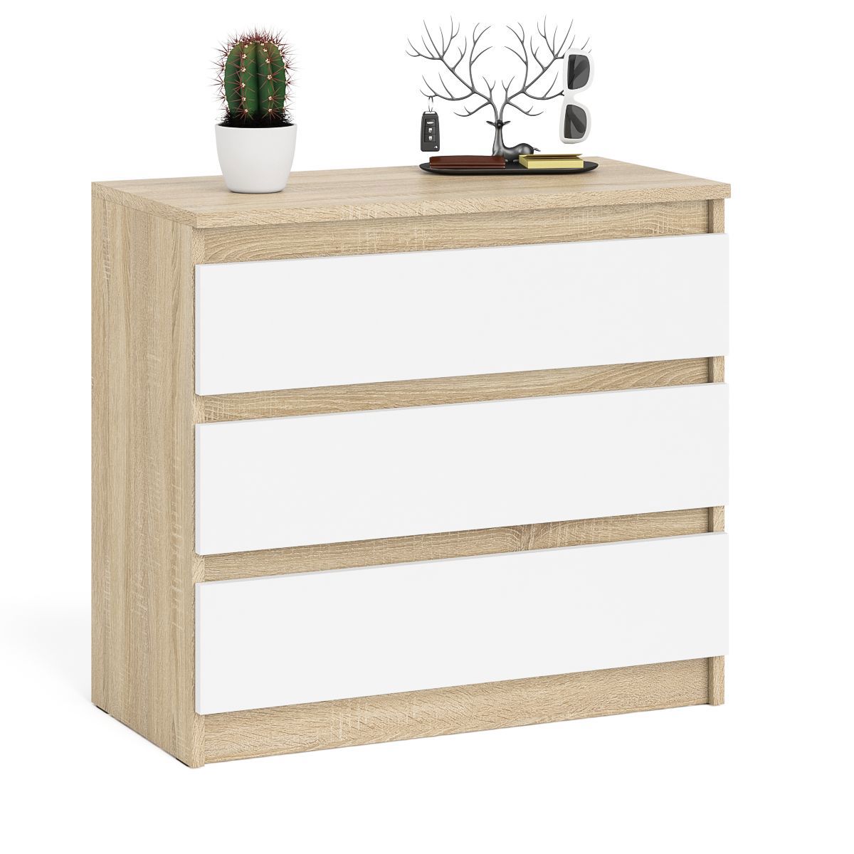 Изображение товара Комод СВК Мори мк800.1 3 ящика 80x41x73 см ЛДСП цвет белый/дуб сонома