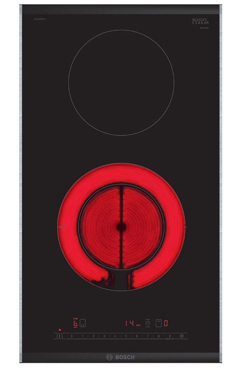 Изображение товара Электрическая варочная панель Bosch Serie | 6 PKF375FP2E 30.6 см 2 конфорки цвет черный 401562