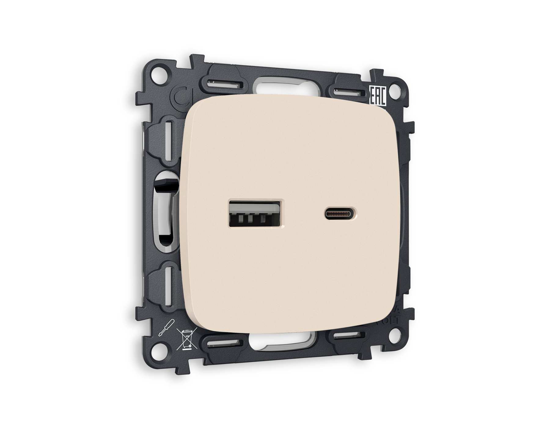 Изображение товара Ambrella volt Omega MO331010 розетка встраиваемая с заземлением бежевый матовый