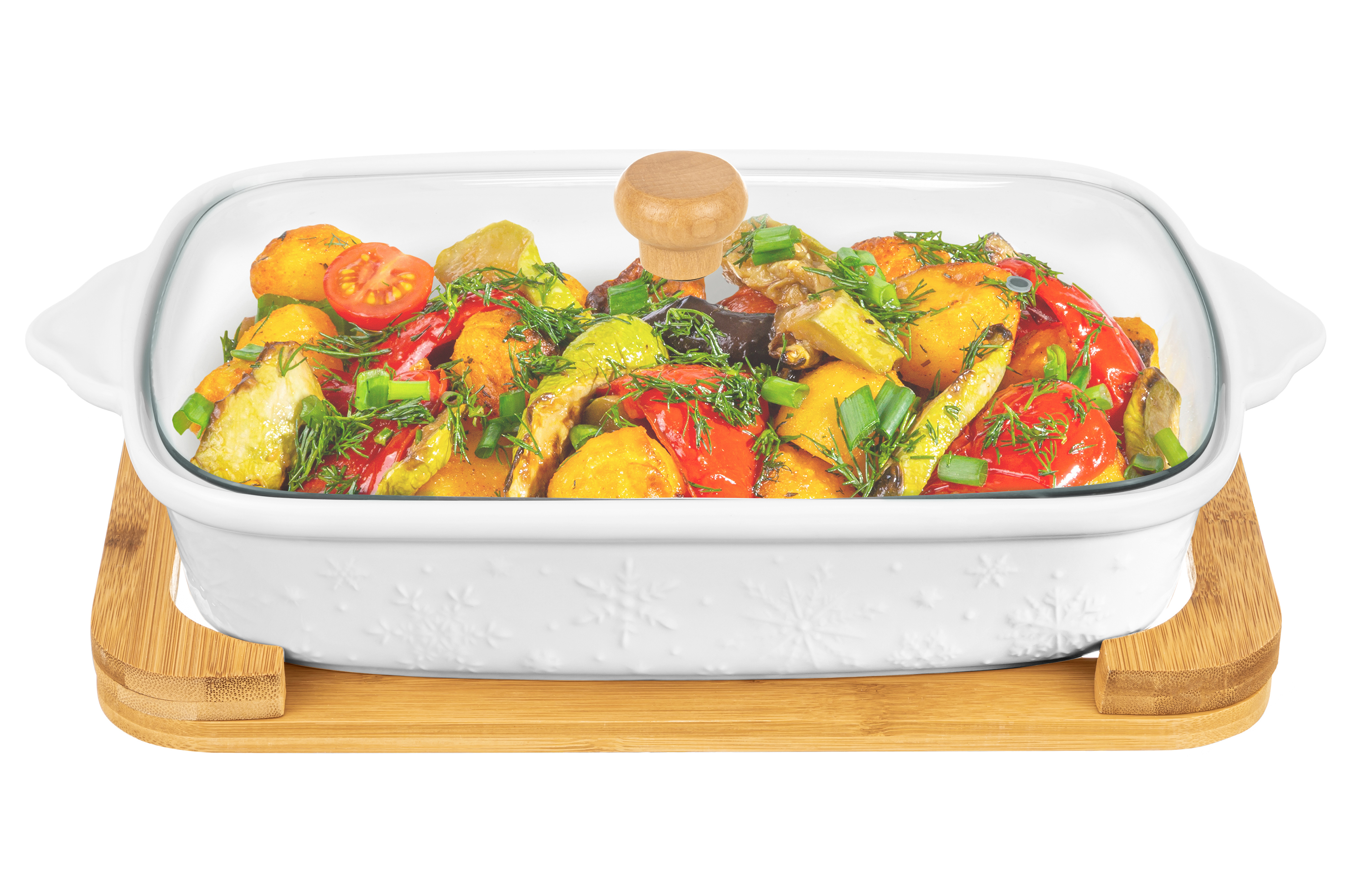 Изображение товара Сервировочное блюдо из фарфора Elan Gallery серия Снежники 37x21x12 см