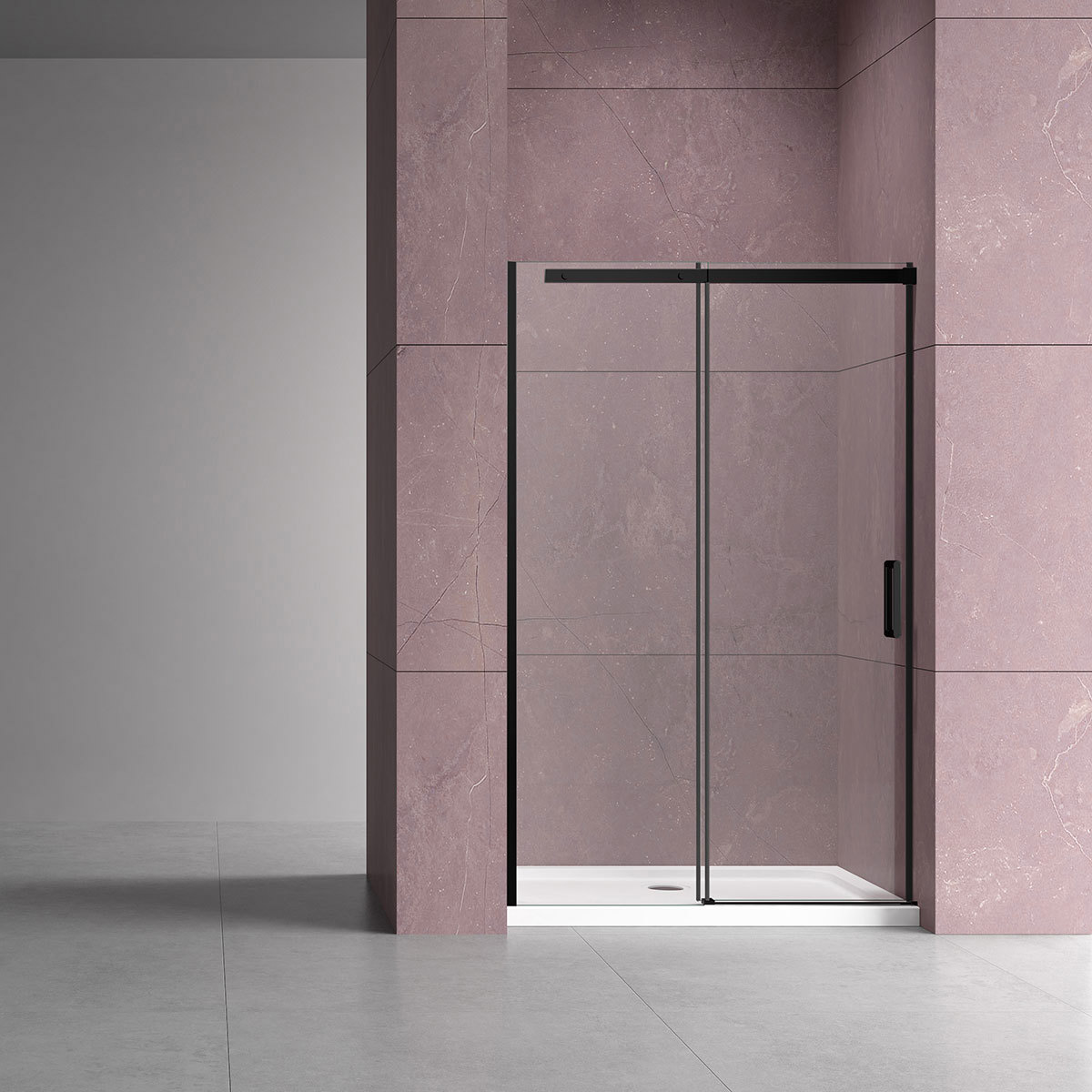 Изображение товара Душевая дверь VINCEA Dice Раздвижная 160x200 черный профиль 8 мм