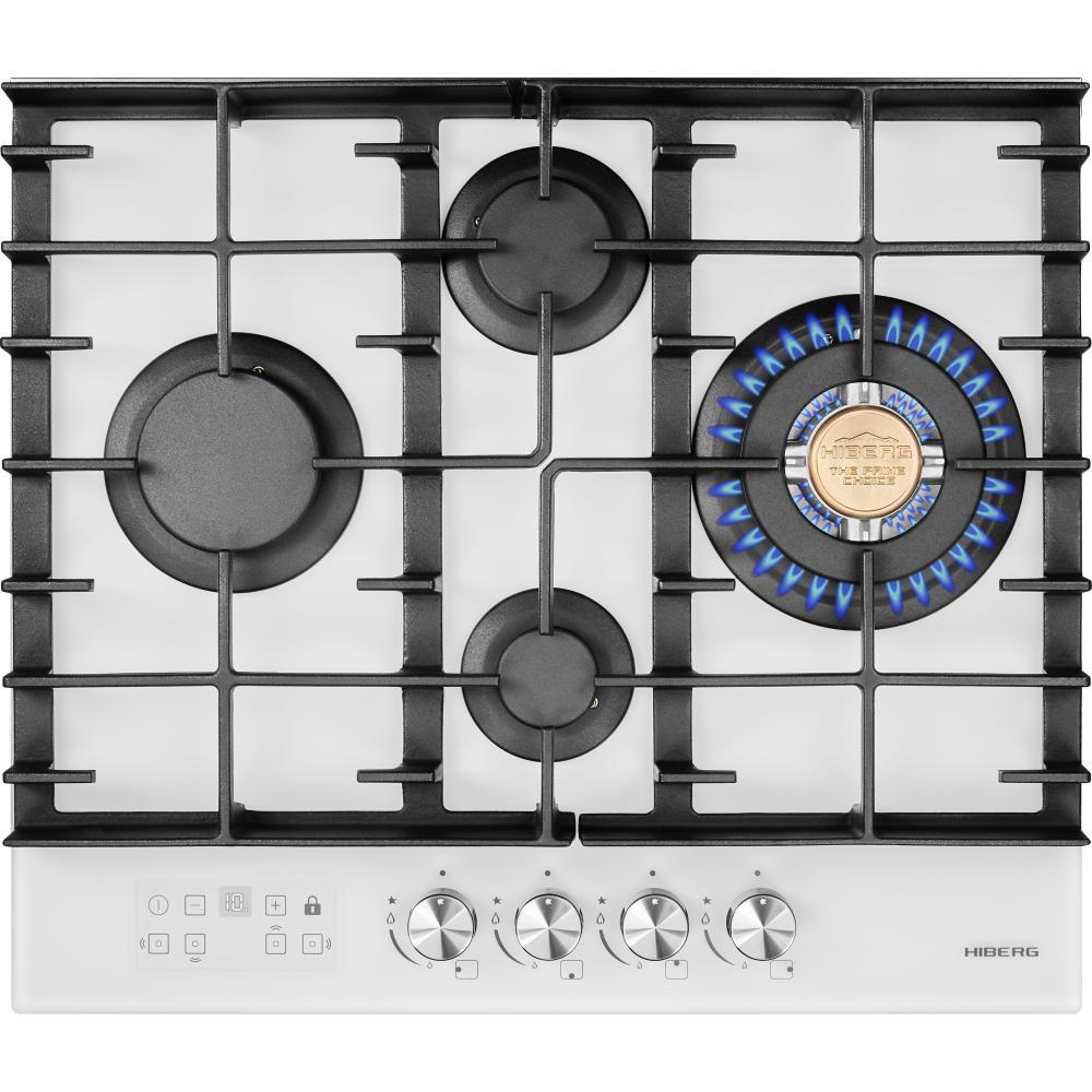 Изображение товара Газовая варочная панель Hiberg VM 6245 58 см 4 конфорки цвет белый матовый