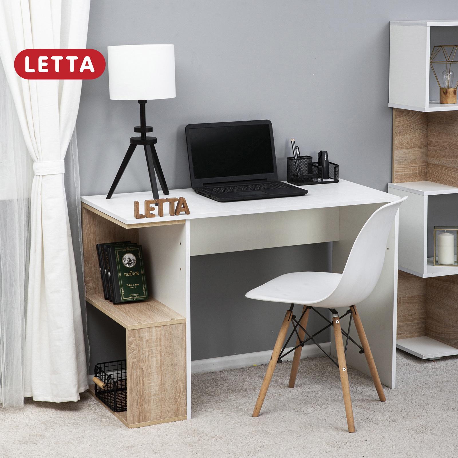 Изображение товара Компьютерный стол Letta L3200 110x75x50 см из ЛДСП белый для дома и офиса