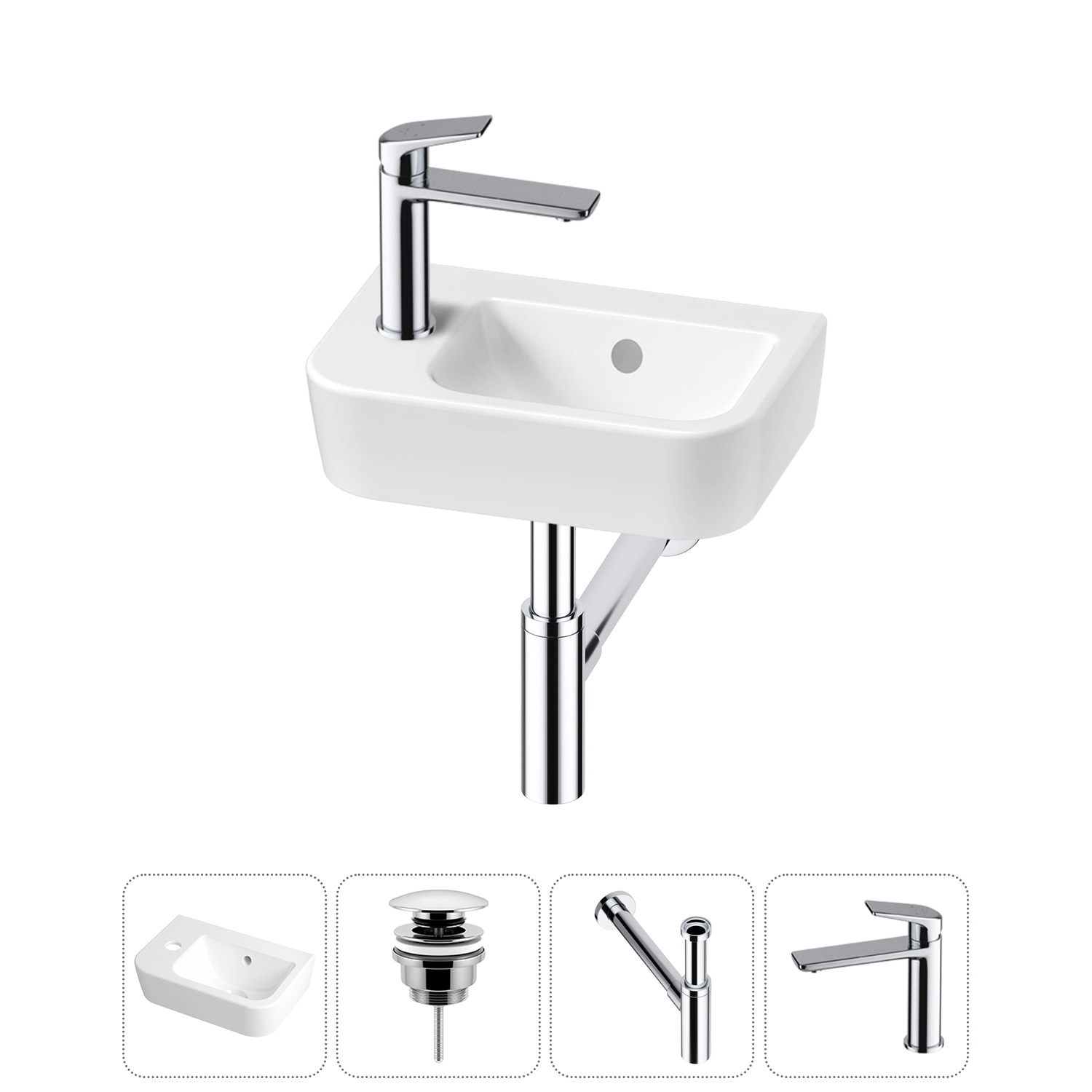 Изображение товара Раковина Lavinia boho one 37 см с донным клапаном сифоном и смесителем