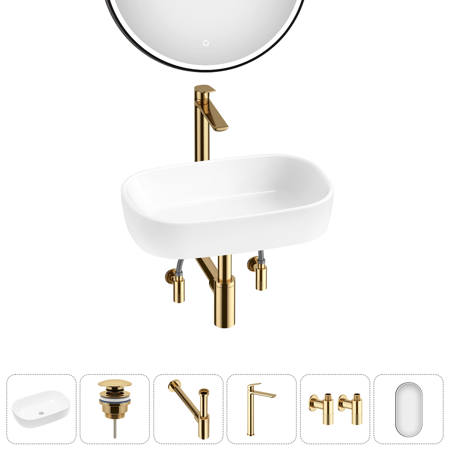 Изображение товара Раковина Lavinia Boho Bathroom Sink 54см 6 в 1 с зеркалом и смесителем