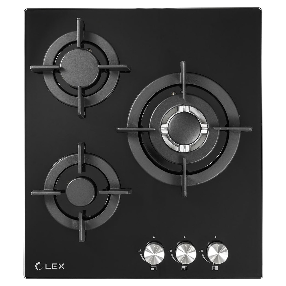 Изображение товара Газовая варочная панель Lex GVG 430 BL 3 конфорки черный стекло