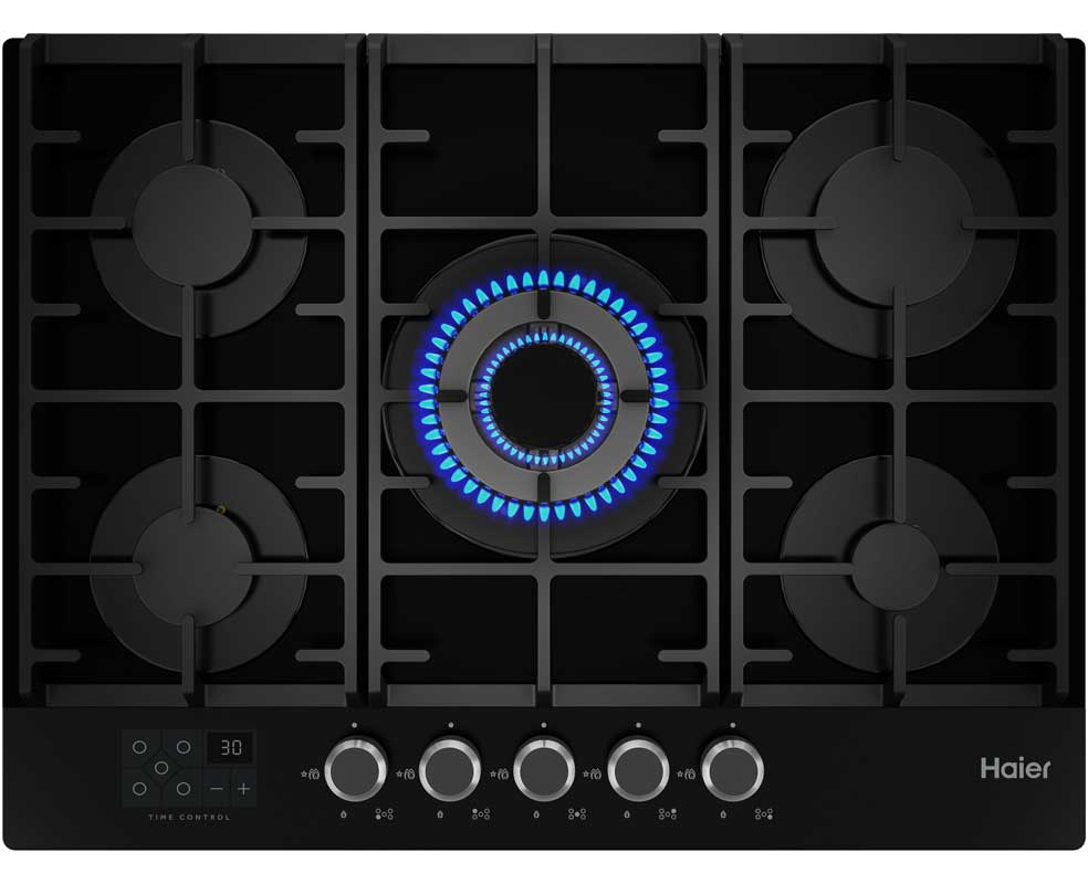 Изображение товара Газовая варочная панель Haier HHX-G75CWSB 68 см 5 конфорок цвет черный