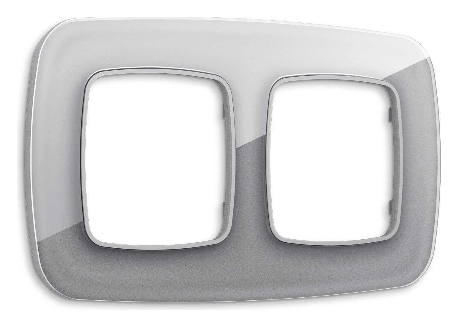 Изображение товара Рамка для розеток и выключателей Ambrella volt Omega Radian OF320502 2 поста цвет сталь